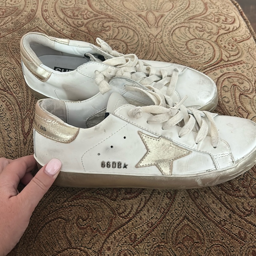 Golden Goose Women's Sneakers in White and Gold